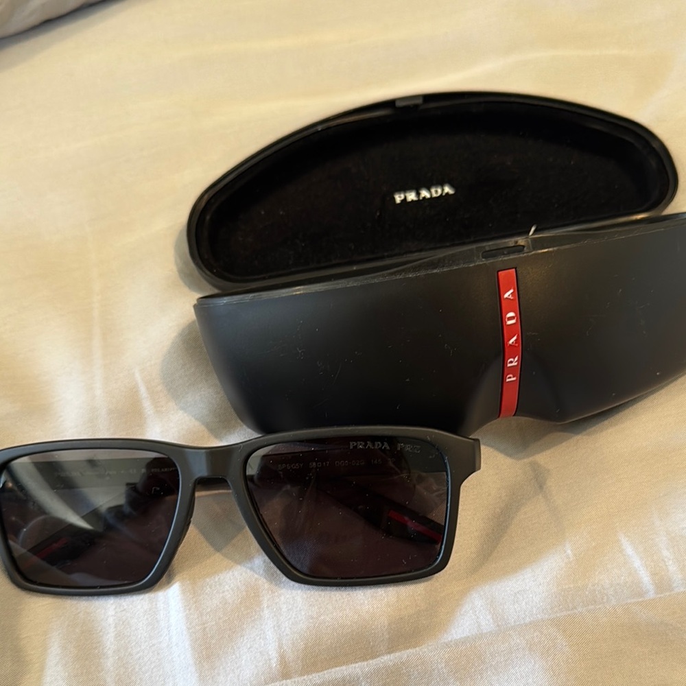 Prada Black Rectangular Sunglasses with Case